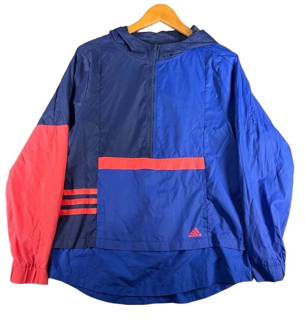 Adidas Windbreaker Jacket, Blue and Red, Size XL